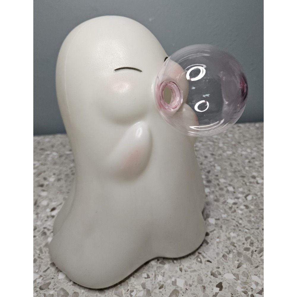 Dollar General Pink Bubble Ghost Blowing Closed Eyes Blow Mold
